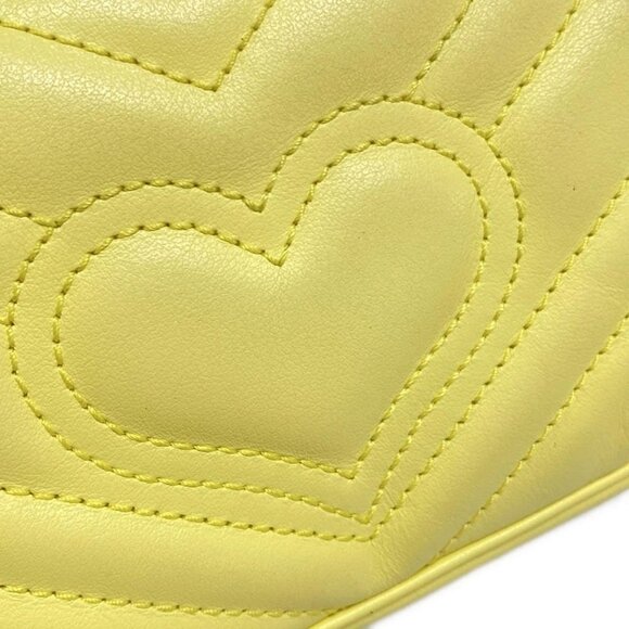 Auth GUCCI GG Marmont Quilted Leather Super Mini Bag 476433 Yellow Light Leather - Picture 10 of 16